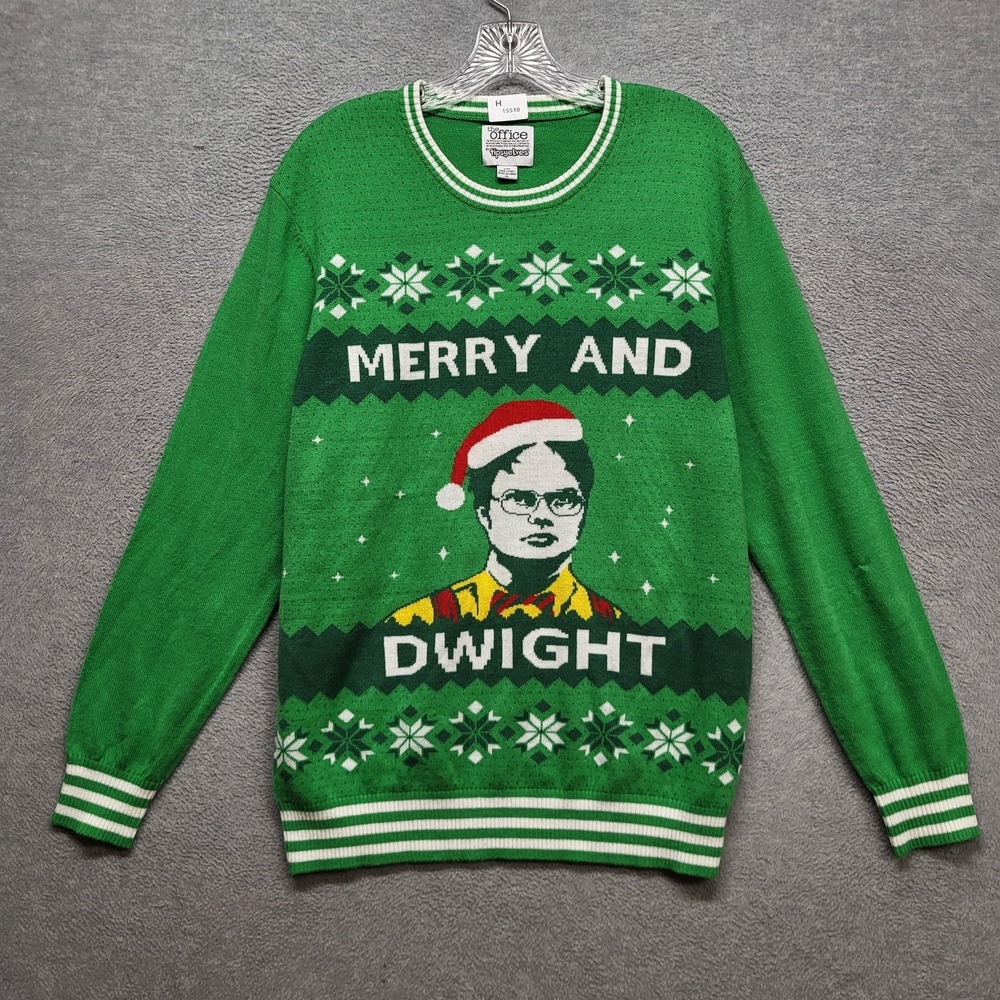 The Office Men Sweatshirt XL Green Fair Isle Dwight Santa Ugly Christmas READ